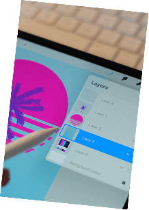Stylus refining layered line art in a drawing app